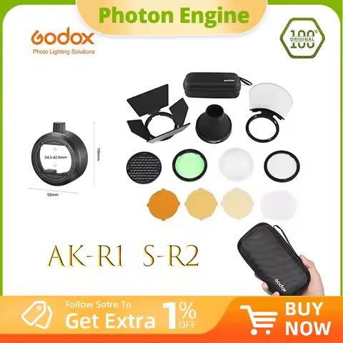 Godox AK-R1 S-R2 Barn Door, Snoot, Color Filter, Reflector, Honeycomb, Diffuser Ball Kits for Godox 