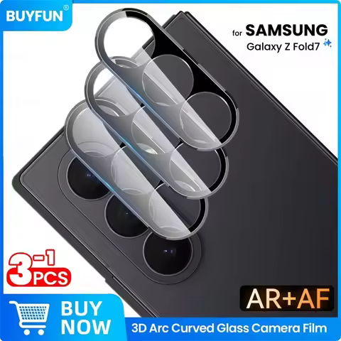 3-1Pcs 3D Curved Camera Protector Case For Samsung Galaxy Z Fold 7 5G 9H Tempered Glass Lens Cap On 