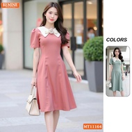 BEMINE dress designed with heart collar and A-line floral appliqué, suitable for work-MT11164