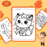 Set of 47/25/10 coloring pages, coloring pages for children with animal heart theme..., A4, A5 regul