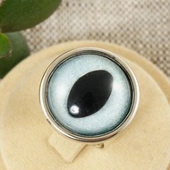 Light Blue Cat Eye Ring Evil Eye Round Silver Adjustable Protection Ring Jewelry