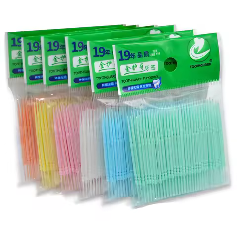 100pcs/bag Double Head Interdental Toothpicks Brush Dental Floss Brush Teeth Stick Dental Oral Care 