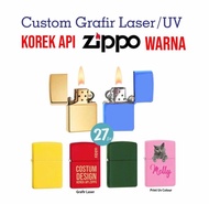 Custom Cetak Ukir Laser Grafir / Print Uv Korek Api Zippo Warna
