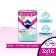 LIBRESSE SensitiV Slim Wing 24cm 3 x 16 Pads Big Value Pack