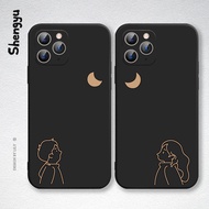 Casing Huawei Nova Y90 Y70 9 7 SE 8 8i 7i 5T 4 4e 3 3e 3i 2i 2 lite Trendy Moon Watching Couple Soft Phone Case Rubber Cover