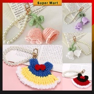 Flower Handmade Crochet Keychain Cute Pearl Crochet Flower String Keychain