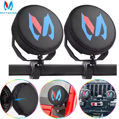 MICTUNING 7' 9' Work Light Covers Round Protective Housing Offroad Led Cube Light Cover For Truck Li