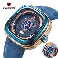 KADEMAN Brand Sport Square Quartz Watch Men  Casual Leather Wristwatches