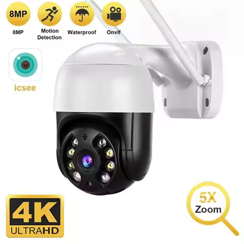 4K 8MP PTZ Wifi IP Camera Outdoor 4X Digital Zoom AI Human Detect Wireless Camera H.265 P2P Audio 10