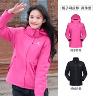 Camel Womens 3-In-1 Waterproof Hiking Jackets Oil-proof Fleece Warm Windbreakers