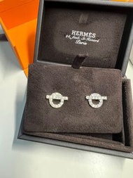 Hermes 鑽石小Q白金耳環