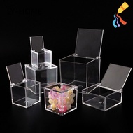 LIAOYING Acrylic Box, With Lids Transparent   Cube Box, Organizer Square Cube Stackable Design Displ