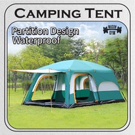 MasonGym™ Camping Tent Khemah besar waterproof Kemah murah Outdoor family Tent 5/8/12 persons 2 rooms Das.Zelten