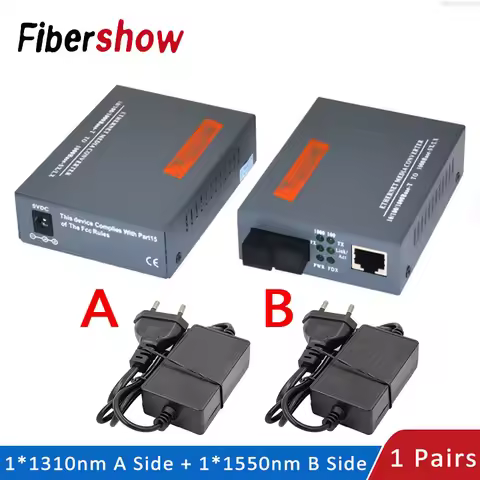 Gigabit Fiber Optical Media Converter HTB-GS-03 1000Mbps Single Fiber SC Port External Power Supply