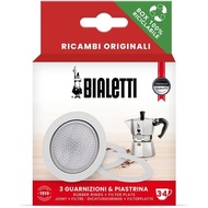Bialetti Spare Parts, Includes 3 Gaskets and 1 Plate, Compatible with Moka Express, Fiammetta, Break