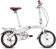 Fashionable Simplicity 16 Inch Folding Bike Single Speed Lightweight Aluminum Frame Foldable Compact Bicycle with Rack and Fenders for Adults White