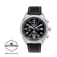 Seiko Chronograph Black Calf Leather Strap Watch SSB271P1