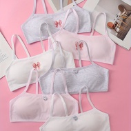 TEMU Set Of 6 Girls' Training Bras With Removable Pads, Comfortable And Skin-friendly Ribbed Fabric,