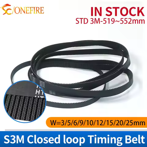 S3M Timing Belt 519/522/525/528/534/537/540/546/549/552mm Closed Loop Rubber Belt for 3D Printers/CN