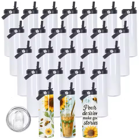 Sublimation Tumblers Blanks Skinny Straight Cup 20oz Stainless Steel Thermos Bottle Insulated Sublim