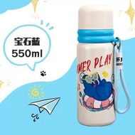 高顏值兒童保溫杯 可攜式男生運動水杯 戶外提繩咖啡隨行杯 316不銹鋼防漏直飲 大容量保溫壺 寶石藍