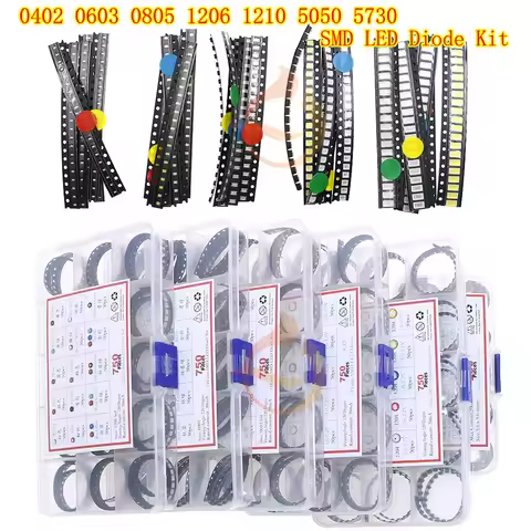 LED SMD Kit 0402 0603 0805 1206 1210 5730 5050 SMD LED Mixed Kit Warm Cool White Red Green Blue Yell