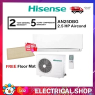 {FREE SHIPPING} Hisense Air Cond AN25DBG 2.5HP  Non- Inverter Air Conditioner R32 (Free Floor Mat) Aircond