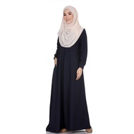 Jubah Wanita Muslimah Umrah Murah Hitam Wanita Perempuan Plain Ironless Plus Size S to 6XL