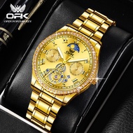 OPK Casual Watch For Men Gold Original Waterproof Luminous Calendar Week 2023 New Fashion Handsome jam tangan lelaki