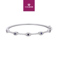 HABIB Blue Sapphire and Diamond Bangle in 375/9K White Gold 682260325