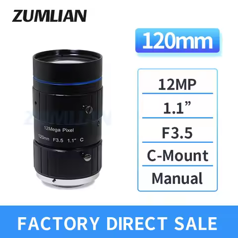 120mm lens 12MP industrial cameras 1.1'' C-Mount machine vision F3.5 manual iris low distortion CCTV