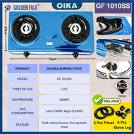 [SIRIM] Golden Fuji Stainless Steel Double Gas Stove | Auto Ignition | GF‑1010SS / GF‑1212 / GF‑1313