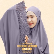 Telekung Premium Lycra Sulam Lace Vietnam material sejuk selesa (set telekung dan kain)