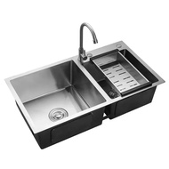 78 * 43 * 21 Sink With Drain Rack Stainless Steel Sink Suitable For Kitchens Garages Labs Balconies