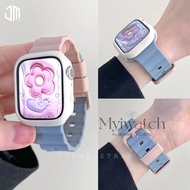 【2 straps+case】Candy contrasting silicone strap+silicone soft case for iwatch series 9 S8 7 6 5 SE 4 3 2 soft band iwatch band 45mm 41mm 44mm 40mm 38mm 42mm