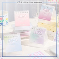 Desk calendar 2024 pastel ombre candy color 7.3x10cm used to decorate study desks and desks from Oct