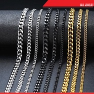 BBEE JEWELRY 4mm/5mm/7mm/8mm Cuban Chain Necklace for Men Women, Basic Punk Stainless Steel Black Si