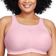 Plus Size Bustier Sports Bra with Best Support No Underwire No. 1066, Perfect Pink, 46F, Perfect Pin