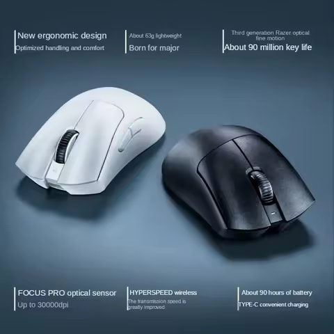 Razer DeathAdder V3 Pro Wireless Gaming Mouse Focus Pro 30K DPI Sensor Gen-3 Optical Switches 90Hrs 