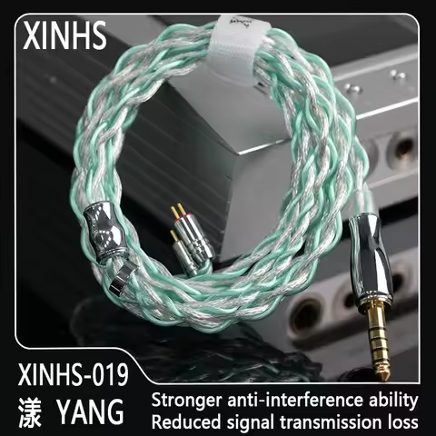 XINHS 4-Core Single Crystal Copper Silver Cable HiFi Audio Cable 0.78mm MMCX QDC Suitable for Kinera