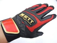 日本品牌 ZETT 單支裝 高止滑性 打擊手套 紅/黑 (BBGT-999)右打左打都有