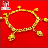 Cop 916 Emas Bangkok Emas Korea GM Mall - Rantai Tangan Pin 5mm + Love 9mm Gold Plated (Bracelet EK-