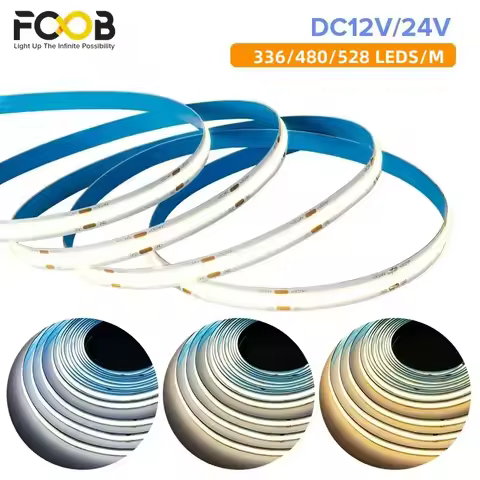 10m COB LED Strip 8/10mm 336 480 528 LED High Density Flexible FOB COB Strips RA90 2700k to 6000k Wh