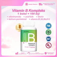 Vitamin B Complex, 100 Tablet, B1, B2, B6, B12, Niacin, Biotin,Folat| Menggalakkan Rambut & Kuku Leb