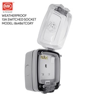 MK - Weatherproof 13A Single Socket Transparent Cover + Grey Body (86486-TC-GRY)
