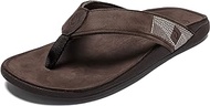 Tauhine Men's Beach Sandals, Quick Dry Flip-Flop Slides, Waterproof Full-Grain Leather &amp; Wet Grip Soles, Soft Comfort Fit &amp; Arch Support