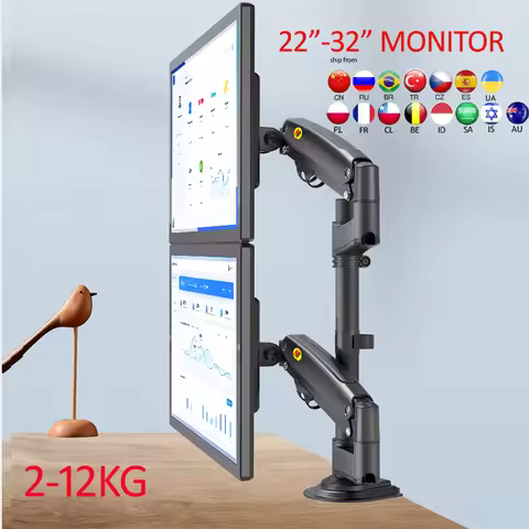 NB H180 17"-27" 22"-32"Double monitor desk Holder Arm Gas Spring Full Motion LCD TV Mount 2-9kg 2-12