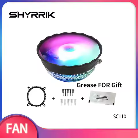 Shyrrik PC 45W/70W TDP CPU Cooler Fan 120mm RGB 3 Pin For Intel LGA 1151 1155 1156 1366 775 AMD AM2 