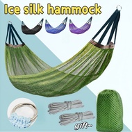 【In Stock】Hammock Beach Travel Outdoor Camping Ice Silk Mesh Hammock Tree Hanging Swing Bed吊床