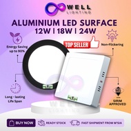 【SIRIM】Lampu Siling LED Downlight Ruang Tamu LED Surface Downlight 12W 18W 24W Black White Mounted C